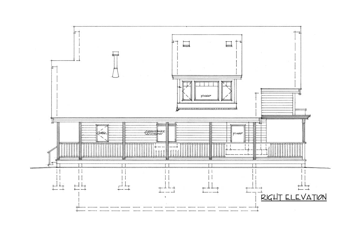 Plan 9811SW: Lake or Mountain House Plan with Viewing Decks on Both Floors - 1904 Sq Ft - Image #6 - Cabin, Cottage, Mountain, Rustic