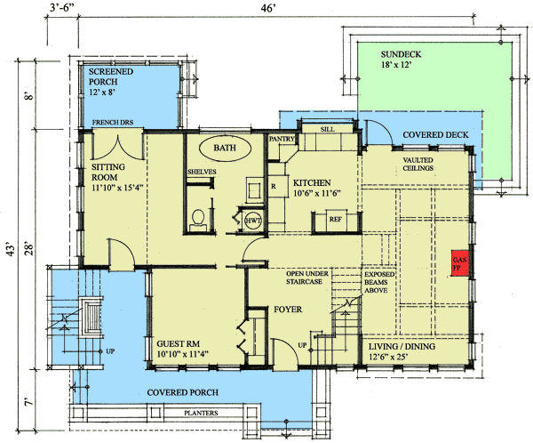 Plan 9815SW: Getaway Awash with Windows - Floor Plan - Main Level - Cabin, Cottage, Mountain, Northwest, Rustic