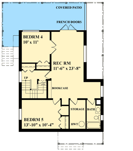 Plan 9818SW: Narrow Lot Cottage House Plan - Floor Plan - Lower Level - Cabin, Cottage, Country, Mountain, Rustic