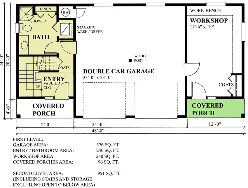 Plan 9825SW: Carriage House Plan with Workshop - Floor Plan - Main Level - Carriage, Craftsman, Rustic