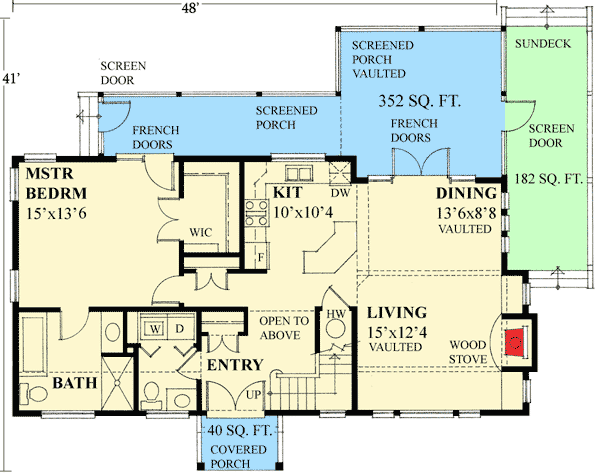 Plan 9835SW: Wonderful Two-Story Ceilings - Floor Plan - Main Level - Traditional