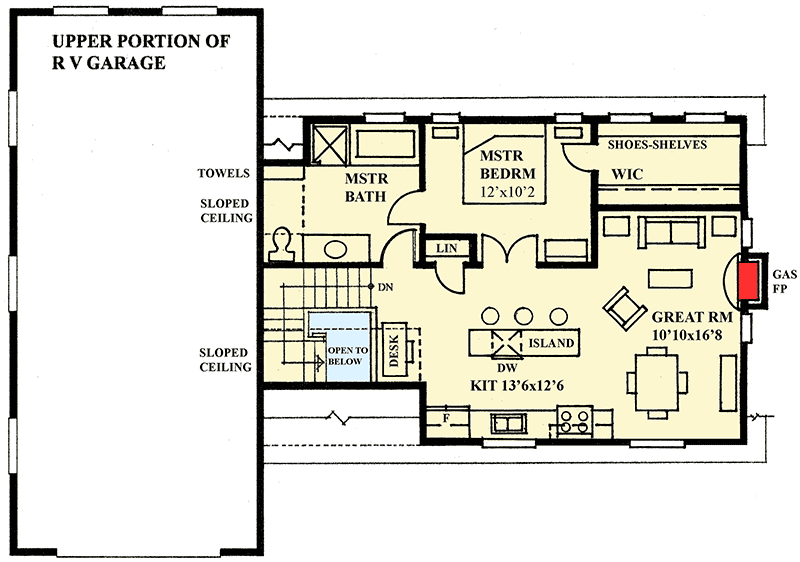 Plan 9839SW: RV Garage Apartment with Guest Bed - Floor Plan - 2nd Floor - Carriage, Craftsman