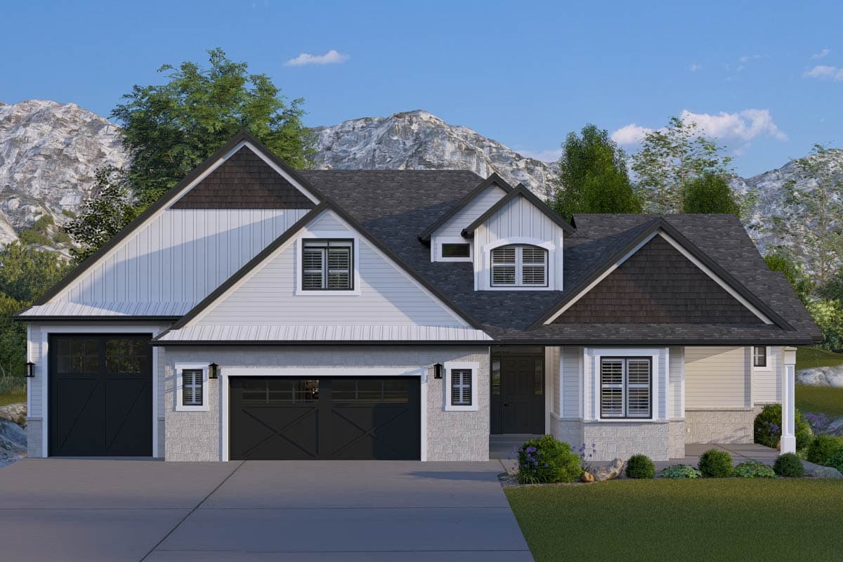 Plan 61745UT: Multi-Generational Traditional House Plan with 4122 Sq Ft and 3-Car Garage - Image #2 - New American, Ranch, Traditional