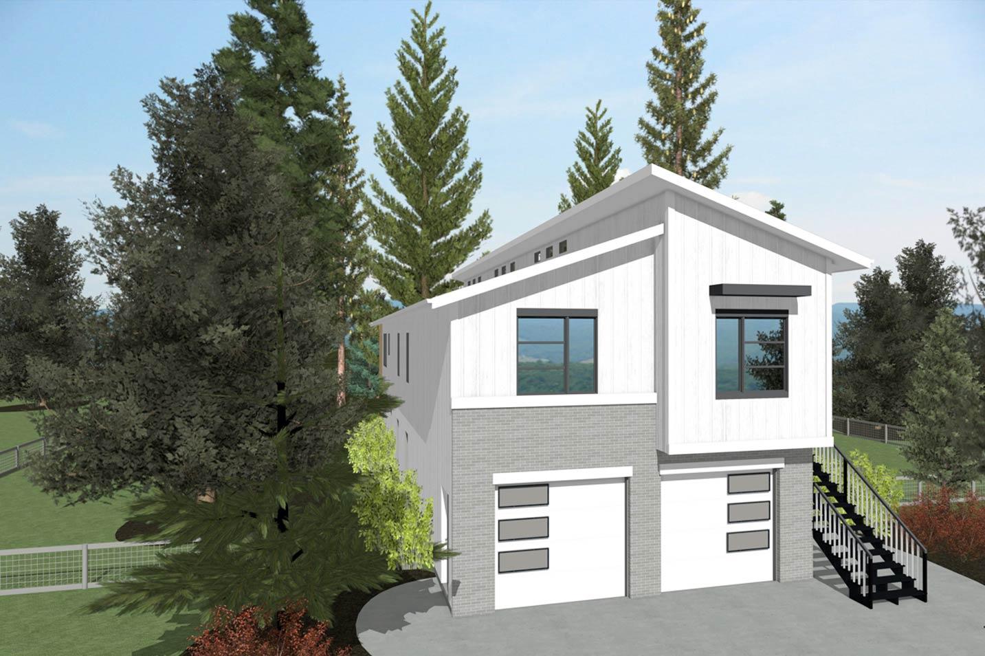 Plan 42743DB: Contemporary 3-4 Bedroom House Plan with Drive-Under Garage - Image #5 - Contemporary