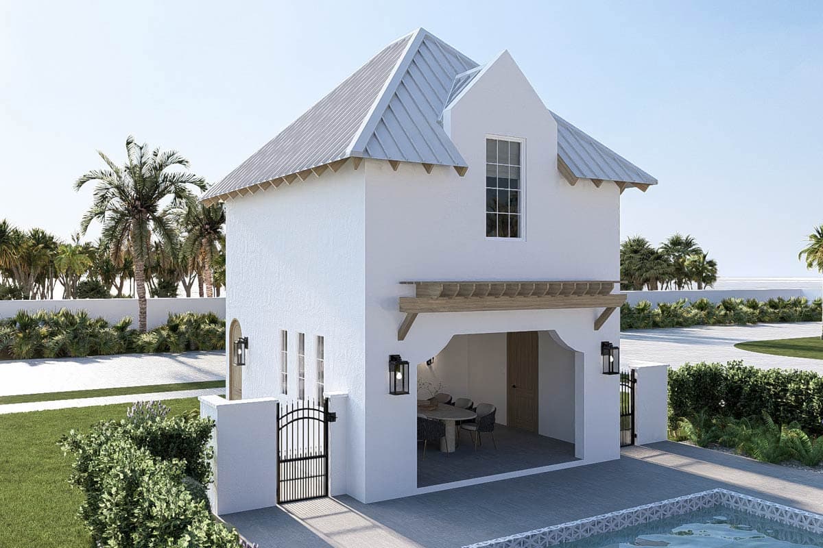 Plan 623631DJ: Coastal Contemporary Pool House Plan with Outdoor Kitchen and Bunk Room - Image #3 - Coastal Contemporary, Contemporary, Florida-Style