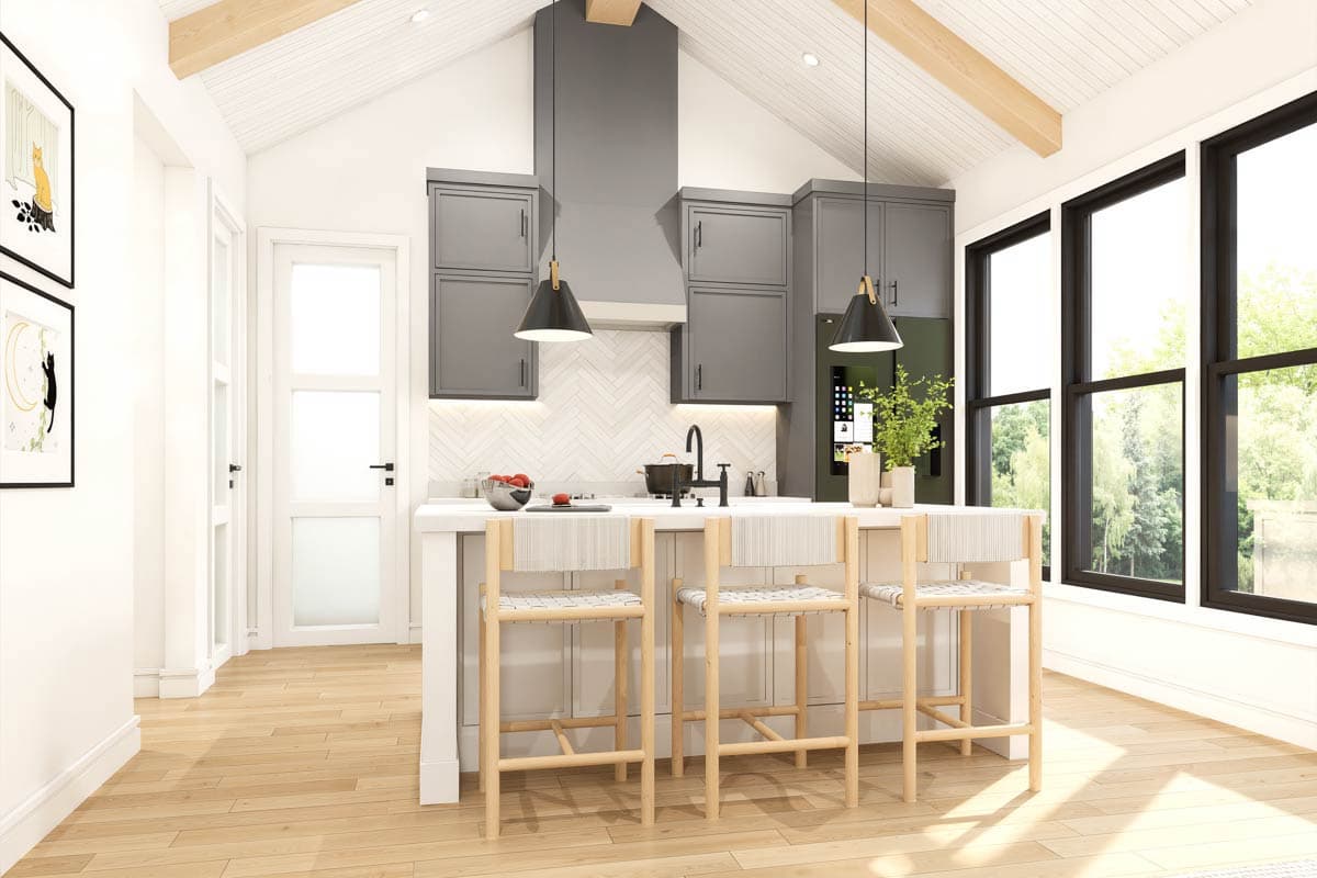 Plan 420189WNT: 3-Bedroom Barndominium House Plan with Vaulted Ceilings and RV Garage - Image #2 - Barndominium, Contemporary