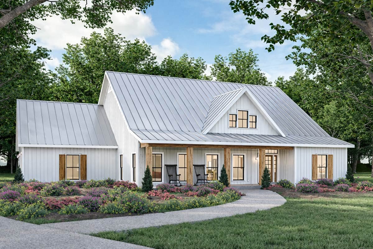 Plan image - 25080DH:Modern Farmhouse House Plan with 3 Bedrooms and Two-Story Great Room