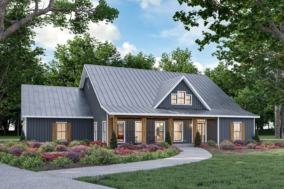 Plan 25080DH: Modern Farmhouse House Plan with 3 Bedrooms and Two-Story Great Room - Image #3 - Country, Farmhouse, Modern Farmhouse