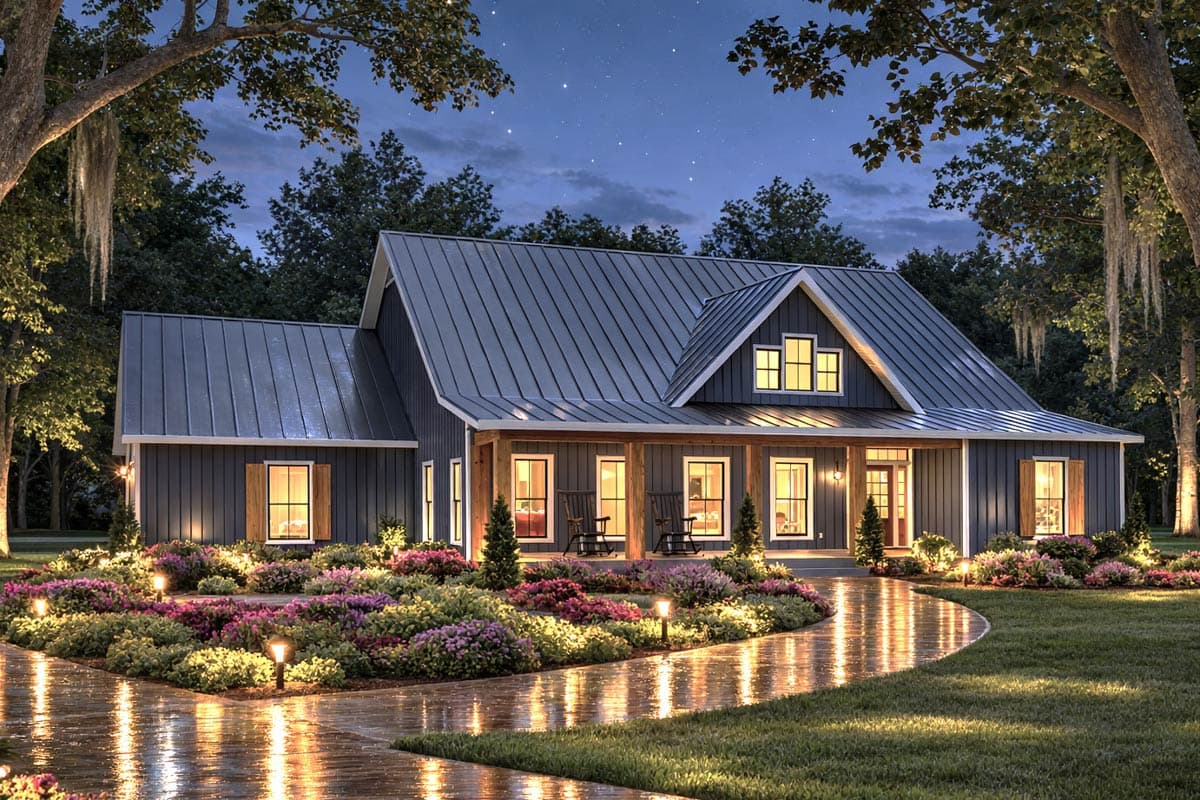 Plan 25080DH: Modern Farmhouse House Plan with 3 Bedrooms and Two-Story Great Room - Image #4 - Country, Farmhouse, Modern Farmhouse