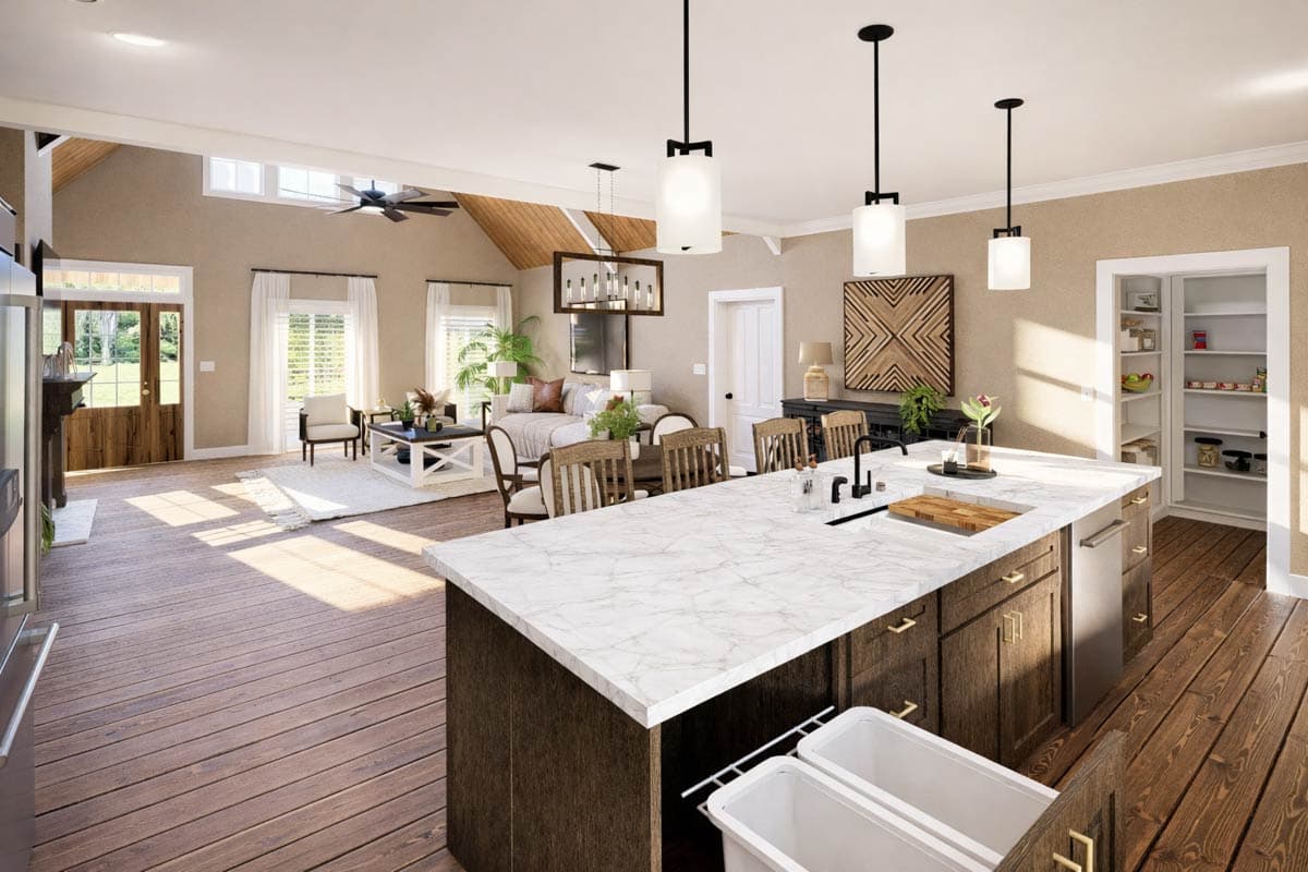 Plan 25080DH: Modern Farmhouse House Plan with 3 Bedrooms and Two-Story Great Room - Image #7 - Country, Farmhouse, Modern Farmhouse