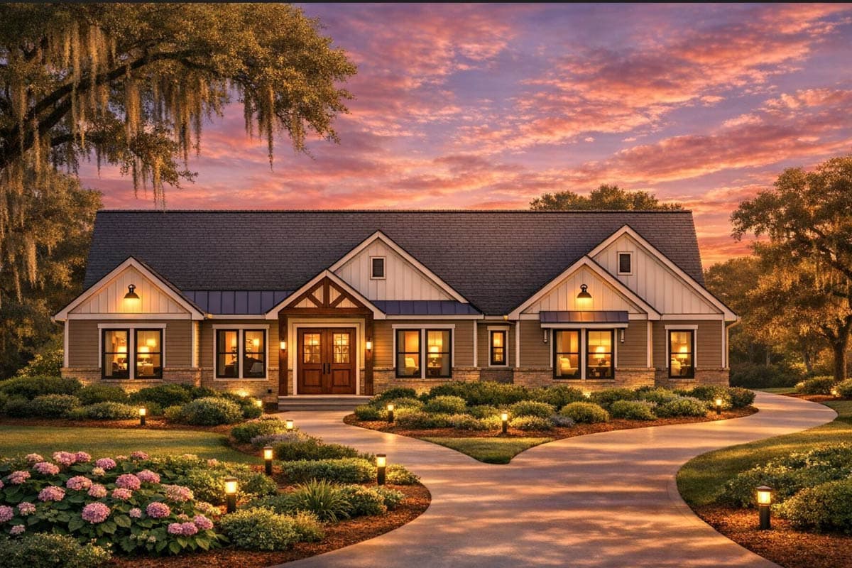 Plan 54048LK:  4-Bedroom Craftsman House Plan with 3-Car Garage and Split Layout - Image #2 - Craftsman, New American