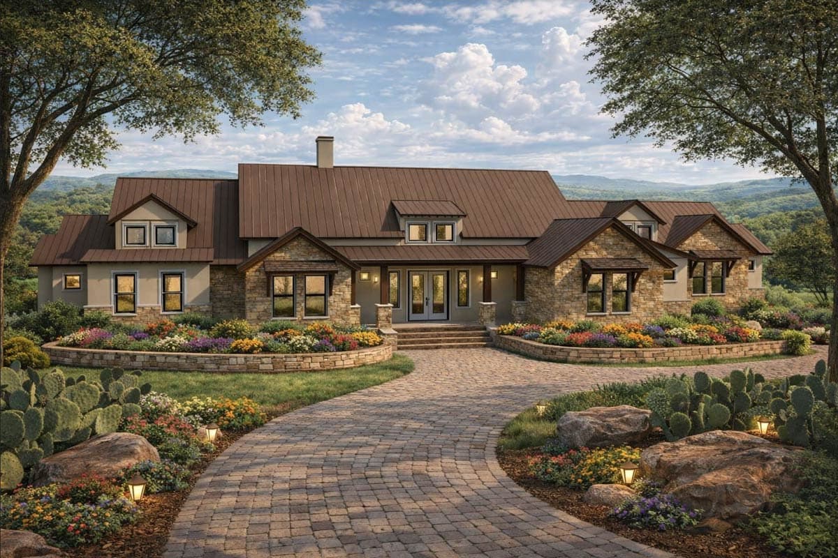 Plan 54049LK: Expansive Hill Country Farmhouse House Plan with 3 Bedrooms and Versatile Spaces - Image #2 - Farmhouse, Hill Country