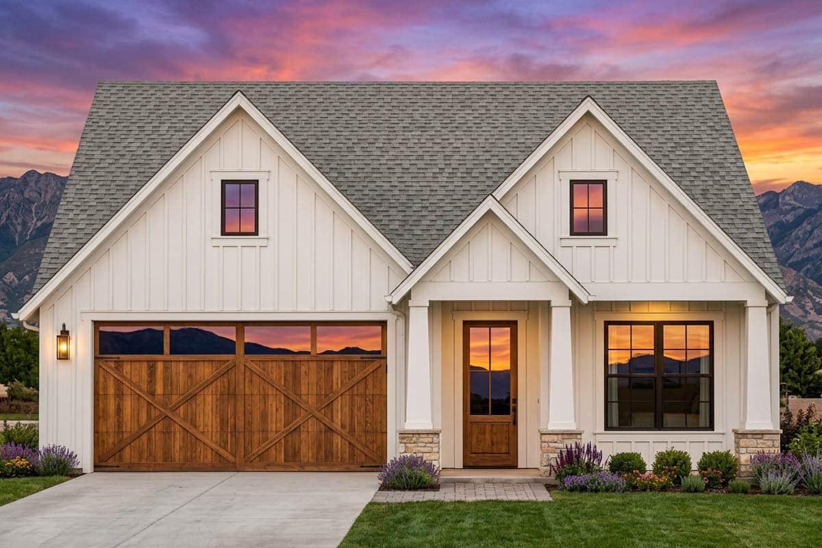 Plan image - 818203JSS:Modern Farmhouse House Plan with 4 Bedrooms and 2-Car Garage