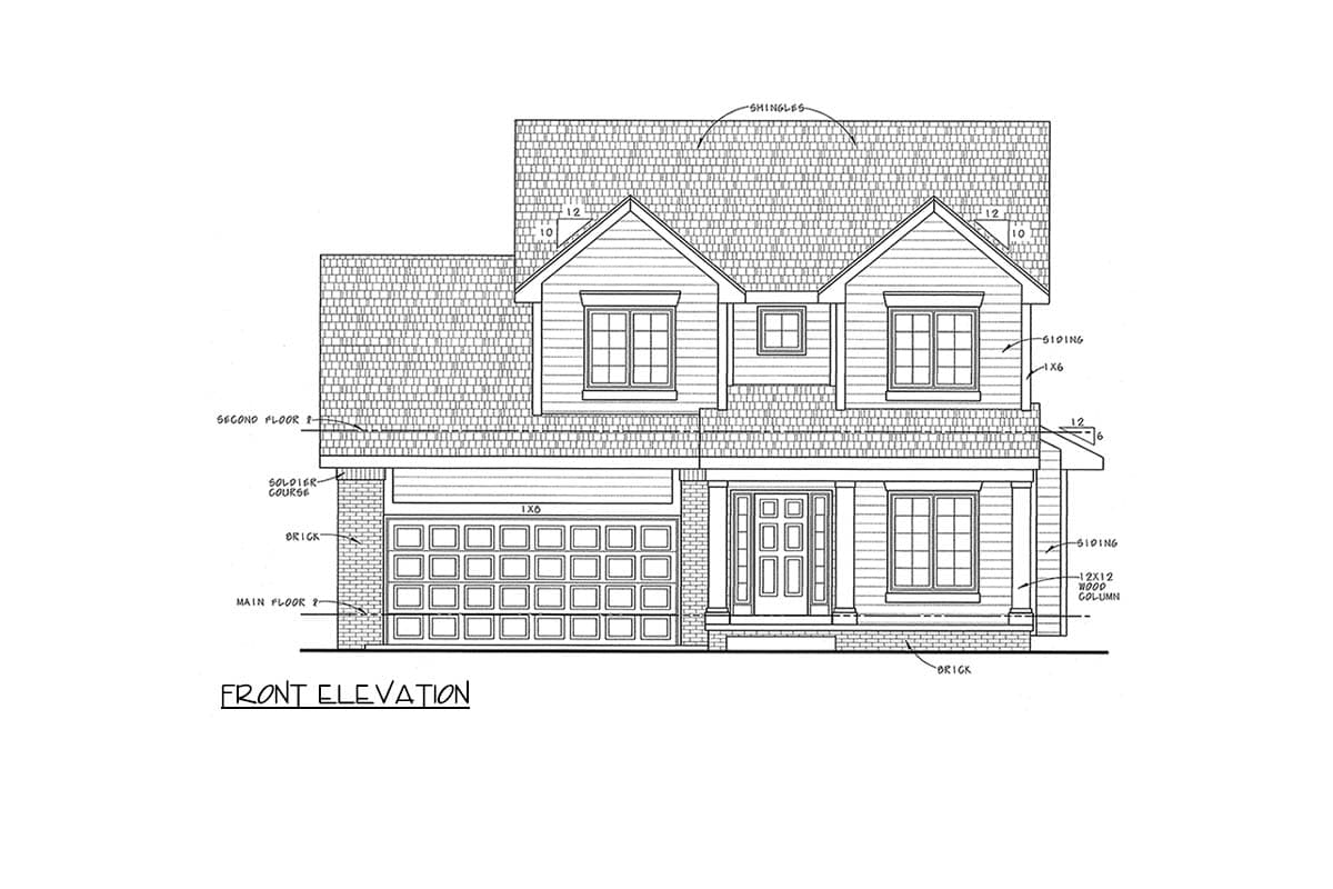Plan 42747DB: Traditional Farmhouse House Plan with 3 Beds, Den, 2-Car Garage - Image #2 - Farmhouse, Traditional