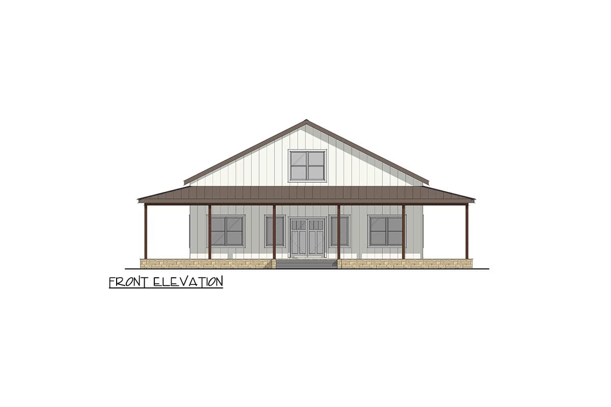 Plan 405136FDC: 4 Bedroom Barndominium House Plan with Expansive Wrap Around Porch - Image #2 - Barndominium