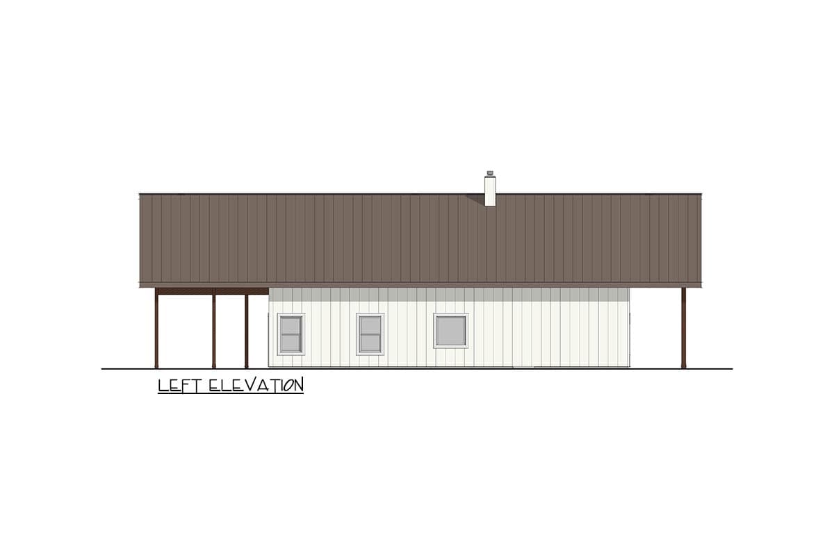 Plan 405137FDC: Modern Barndominium House Plan with 3 Beds and 2-Car Carport - Image #4 - Barndominium, Modern Farmhouse