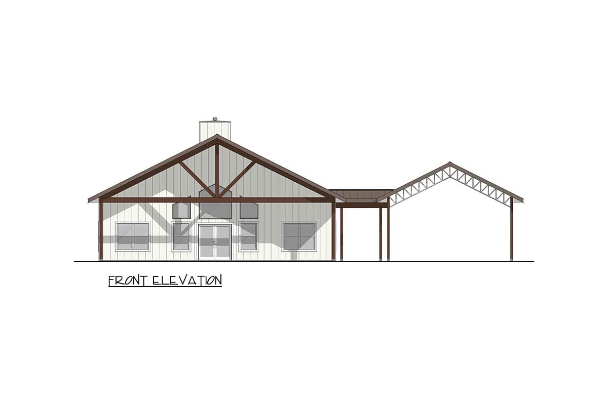 Plan 405137FDC: Modern Barndominium House Plan with 3 Beds and 2-Car Carport - Image #3 - Barndominium, Modern Farmhouse