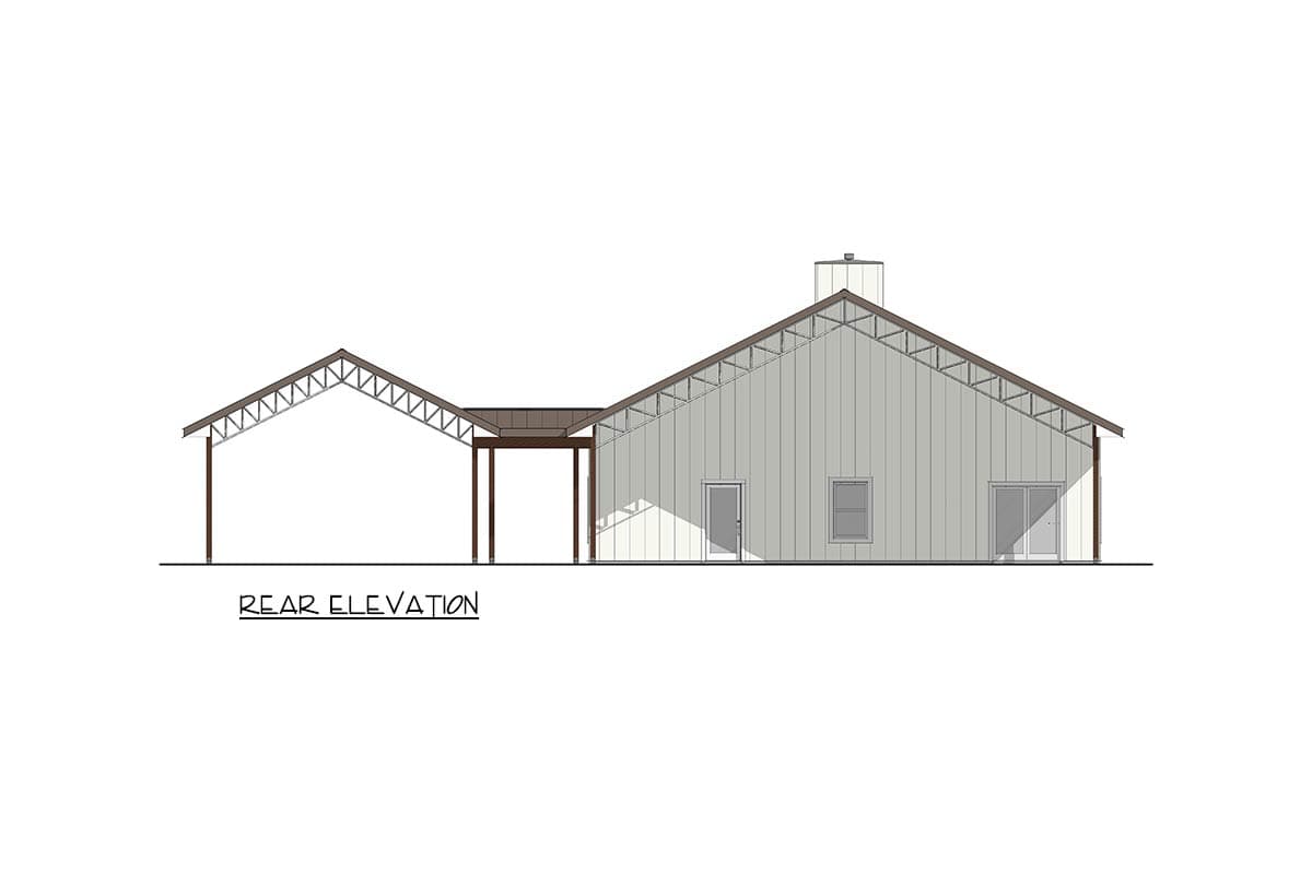 Plan 405137FDC: Modern Barndominium House Plan with 3 Beds and 2-Car Carport - Image #5 - Barndominium, Modern Farmhouse