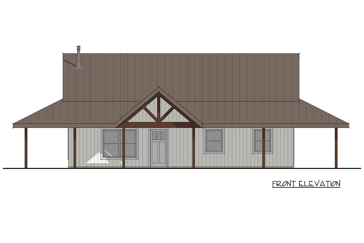 Plan 405138FDC: Barndominium House Plan with Wrap Around Porch and Vaulted Living - Image #4 - Barndominium, Farmhouse