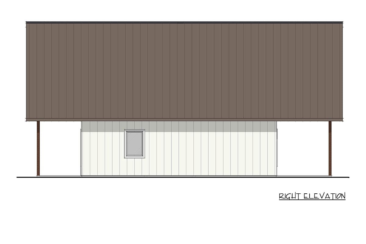 Plan 405139FDC: One-Bedroom Barndominium House Plan with Loft and Two-Story Great Room - Image #5 - Barndominium, Farmhouse
