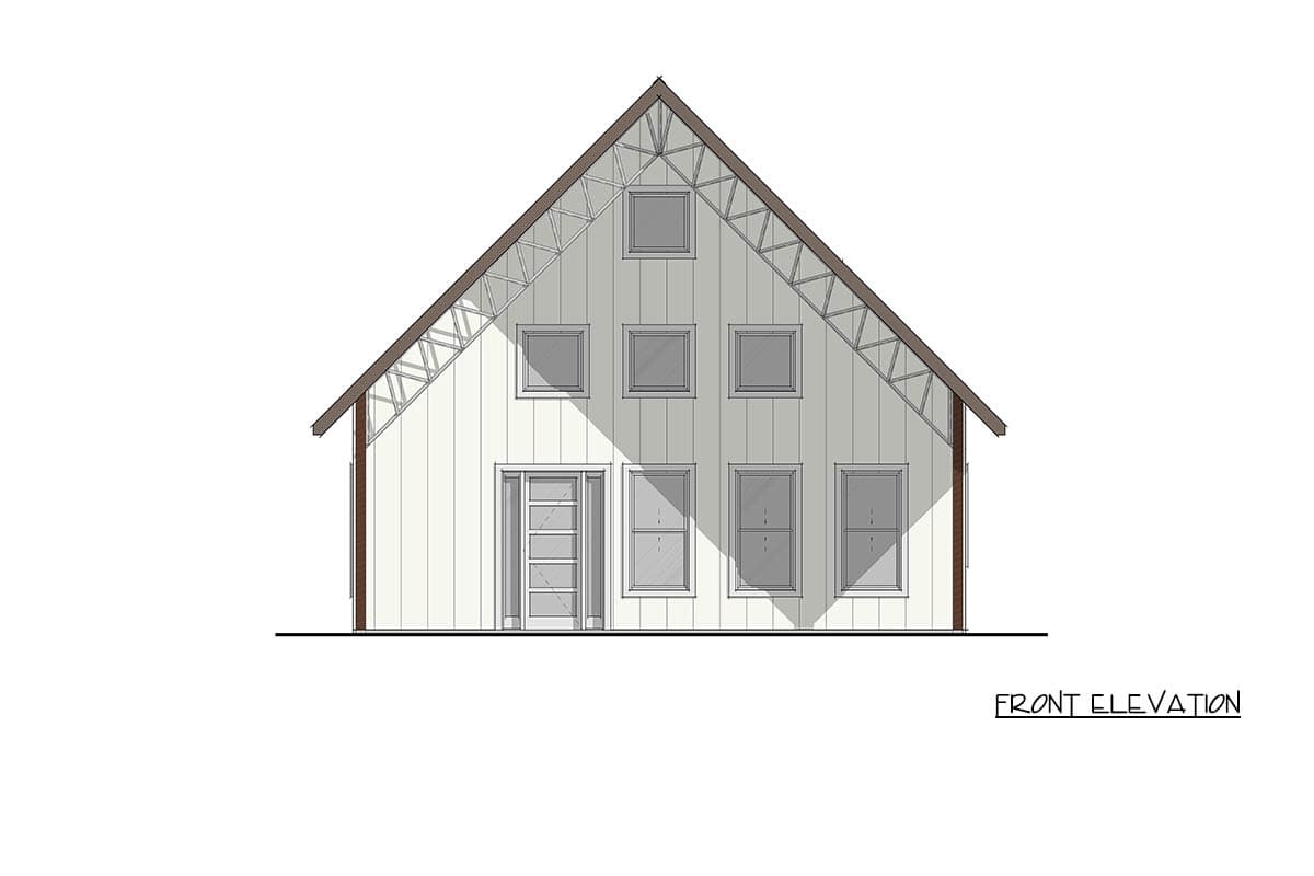 Plan 405139FDC: One-Bedroom Barndominium House Plan with Loft and Two-Story Great Room - Image #2 - Barndominium, Farmhouse
