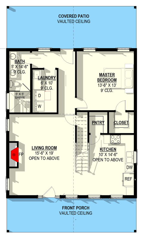 Plan 405139FDC: One-Bedroom Barndominium House Plan with Loft and Two-Story Great Room - Floor Plan - Image #6 - Barndominium, Farmhouse