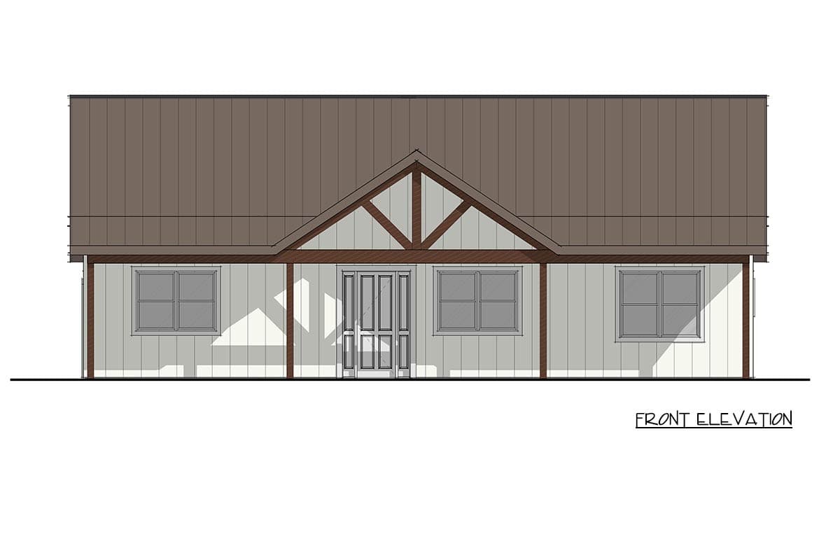 Plan 405142FDC: Three Bedroom Barndominium House Plan with Vaulted Living - Image #4 - Barndominium, Farmhouse
