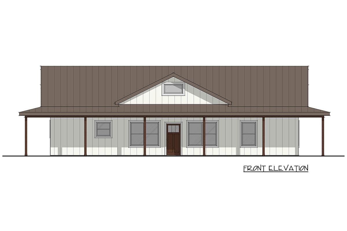 Plan 405140FDC: Barndominium Plan with 3 Bedrooms and Vaulted Great Room - Image #2 - Barndominium, Farmhouse