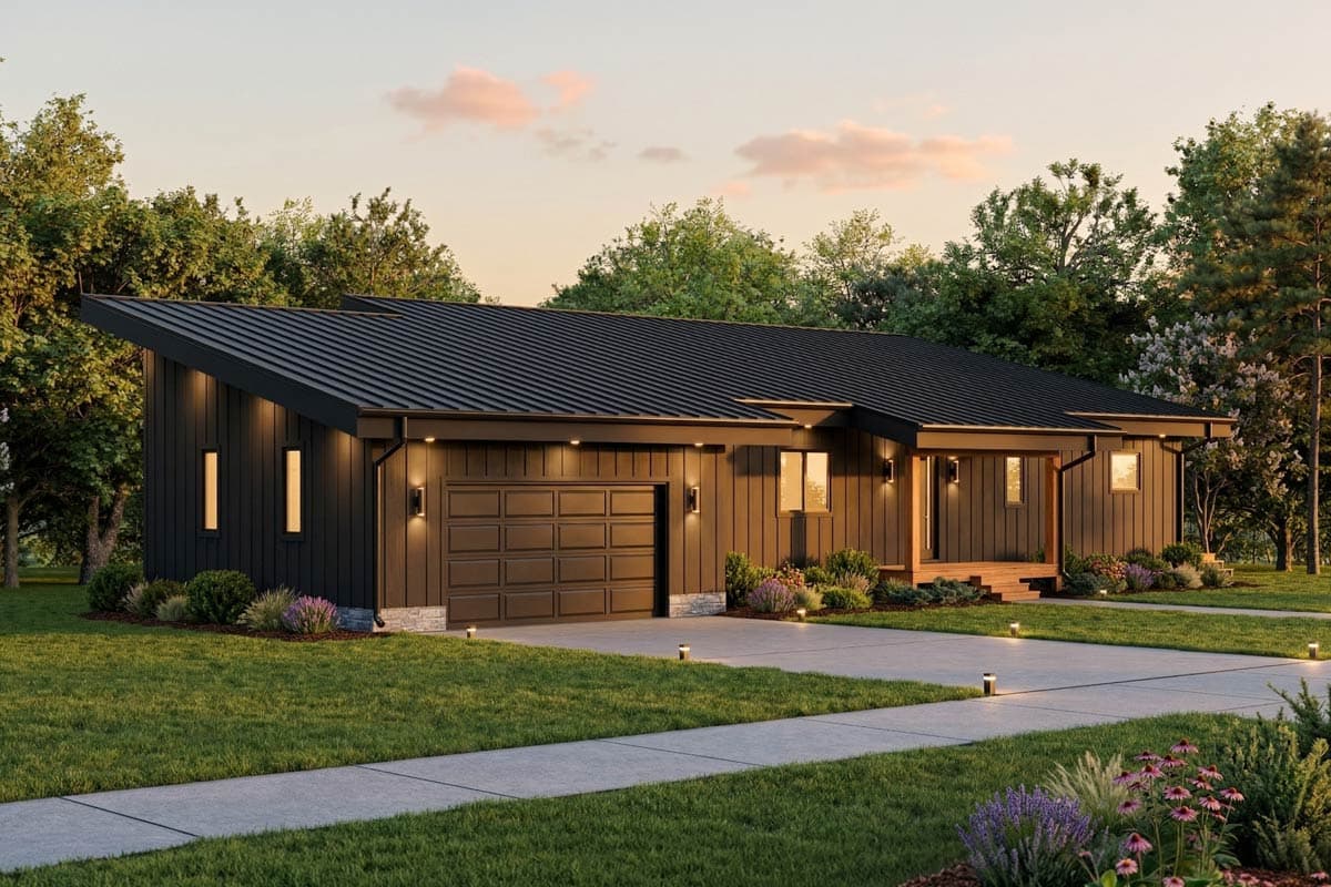 Plan 911070JVD: Modern Mountain House Plan with 3 Beds and Walkout Lower Level - Image #3 - Barndominium, Contemporary, Modern, Mountain