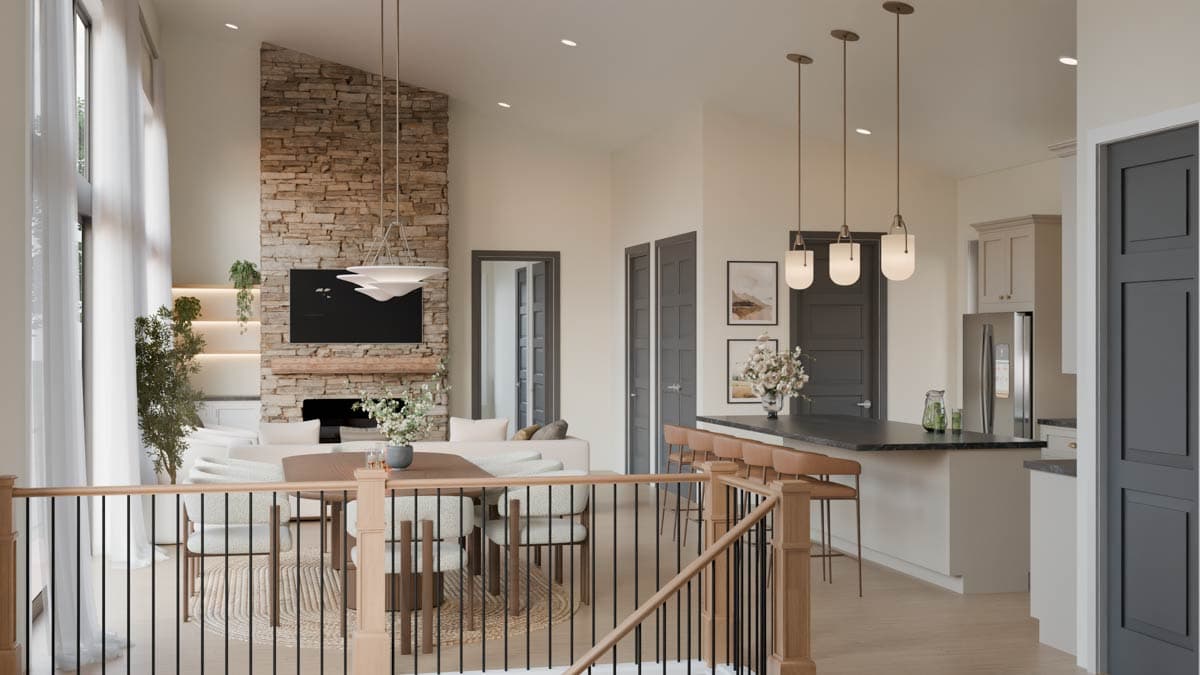 Plan 911070JVD: Modern Mountain House Plan with 3 Beds and Walkout Lower Level - Image #6 - Barndominium, Contemporary, Modern, Mountain