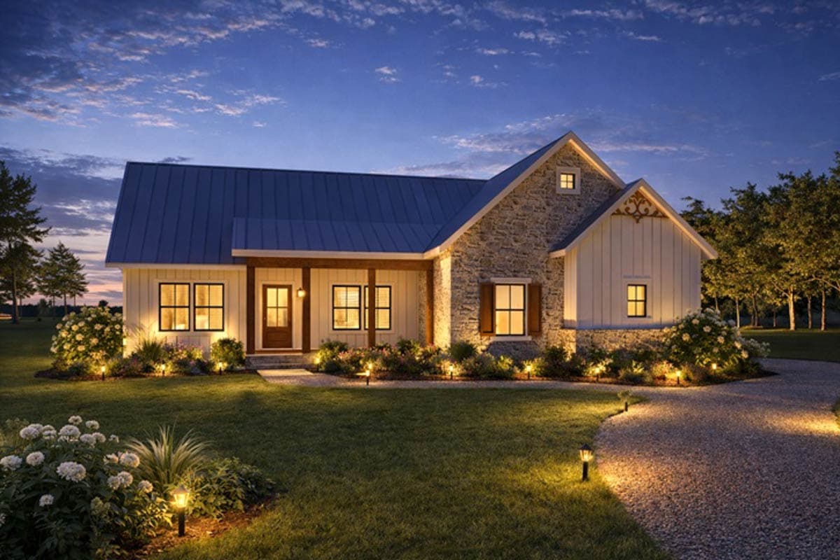 Plan 25081DH: Modern Farmhouse House Plan with 3 Beds and 2-Car Garage - Image #3 - Farmhouse, Modern Farmhouse, New American