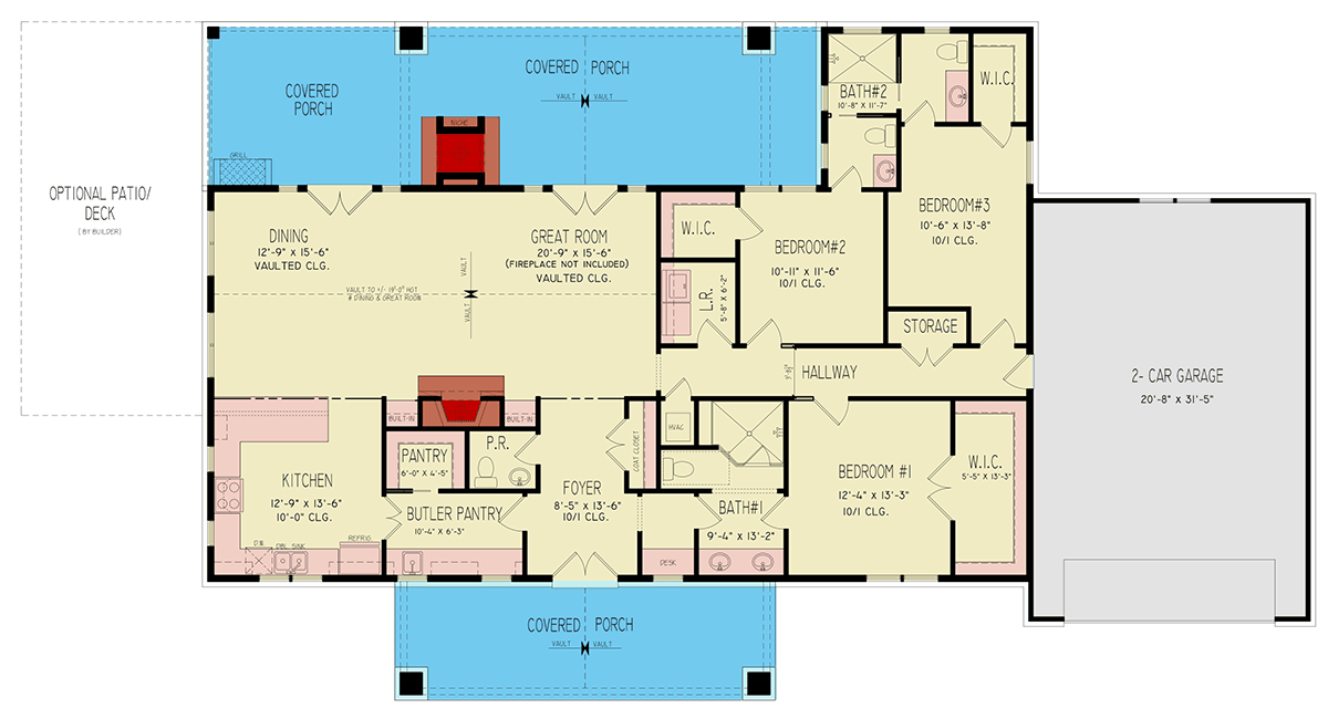 Plan 12343JL: Modern Farmhouse House Plan with 3 Beds, Vaulted Great Room, Outdoor Kitchen - Floor Plan - Image #19 - Farmhouse, Modern Farmhouse, Mountain, New American