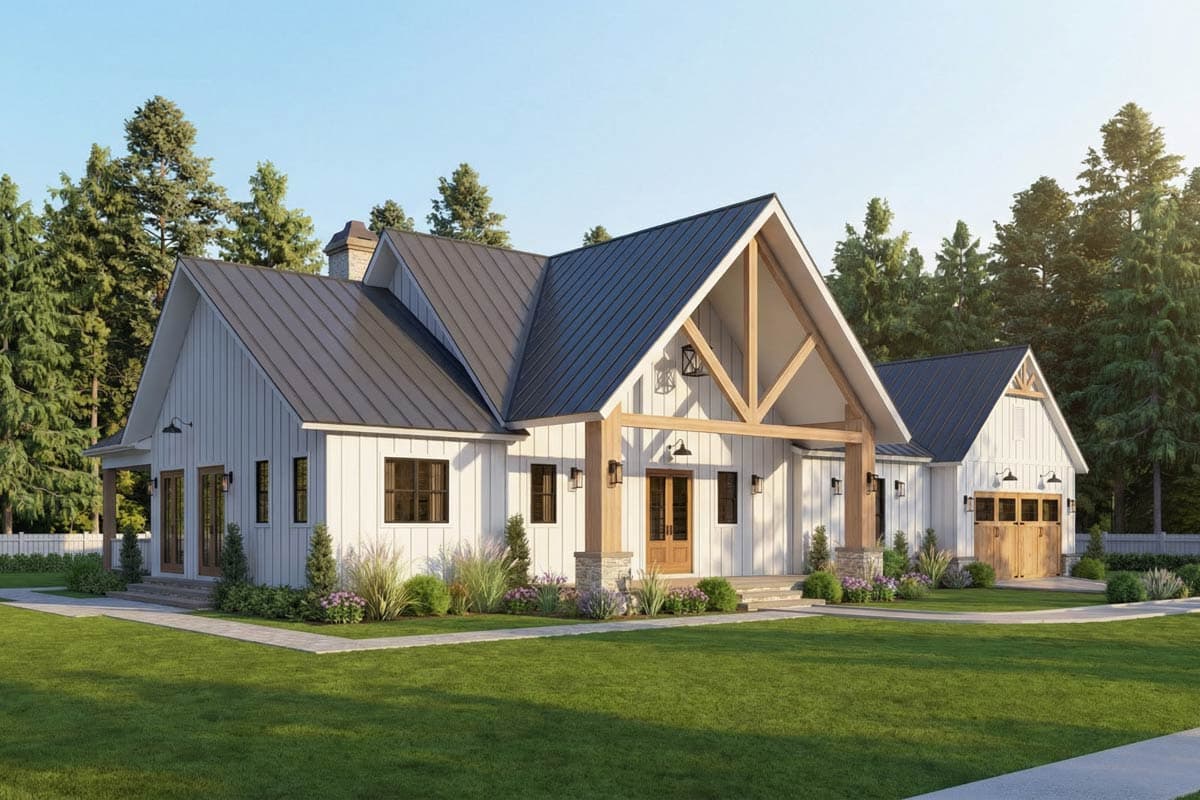 Plan 12343JL: Modern Farmhouse House Plan with 3 Beds, Vaulted Great Room, Outdoor Kitchen - Image #5 - Farmhouse, Modern Farmhouse, Mountain, New American