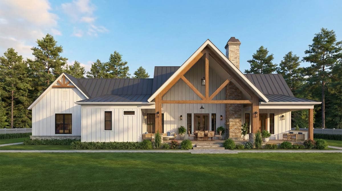 Plan 12343JL: Modern Farmhouse House Plan with 3 Beds, Vaulted Great Room, Outdoor Kitchen - Image #6 - Farmhouse, Modern Farmhouse, Mountain, New American