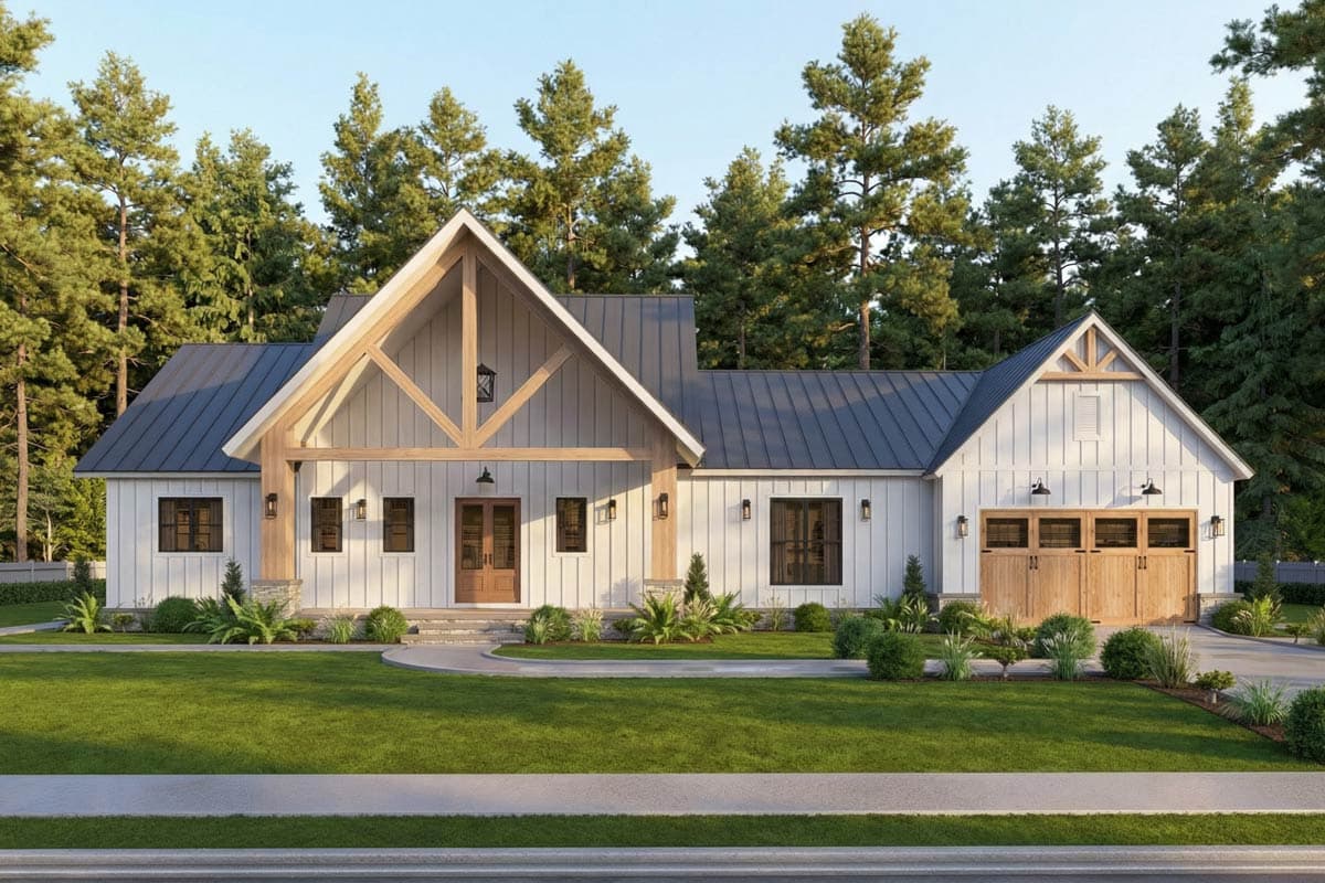 Plan 12343JL: Modern Farmhouse House Plan with 3 Beds, Vaulted Great Room, Outdoor Kitchen - Image #1 - Farmhouse, Modern Farmhouse, Mountain, New American