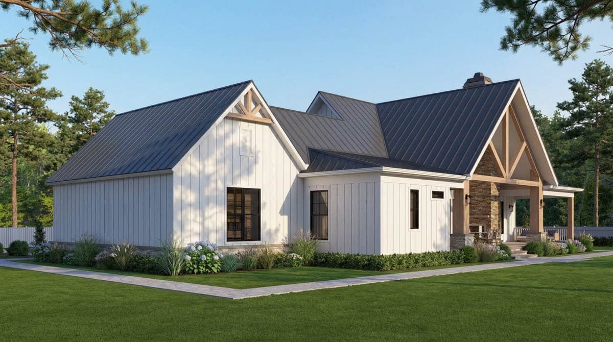 Plan 12343JL: Modern Farmhouse House Plan with 3 Beds, Vaulted Great Room, Outdoor Kitchen - Image #10 - Farmhouse, Modern Farmhouse, Mountain, New American