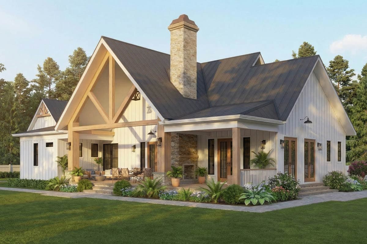 Plan 12343JL: Modern Farmhouse House Plan with 3 Beds, Vaulted Great Room, Outdoor Kitchen - Image #9 - Farmhouse, Modern Farmhouse, Mountain, New American