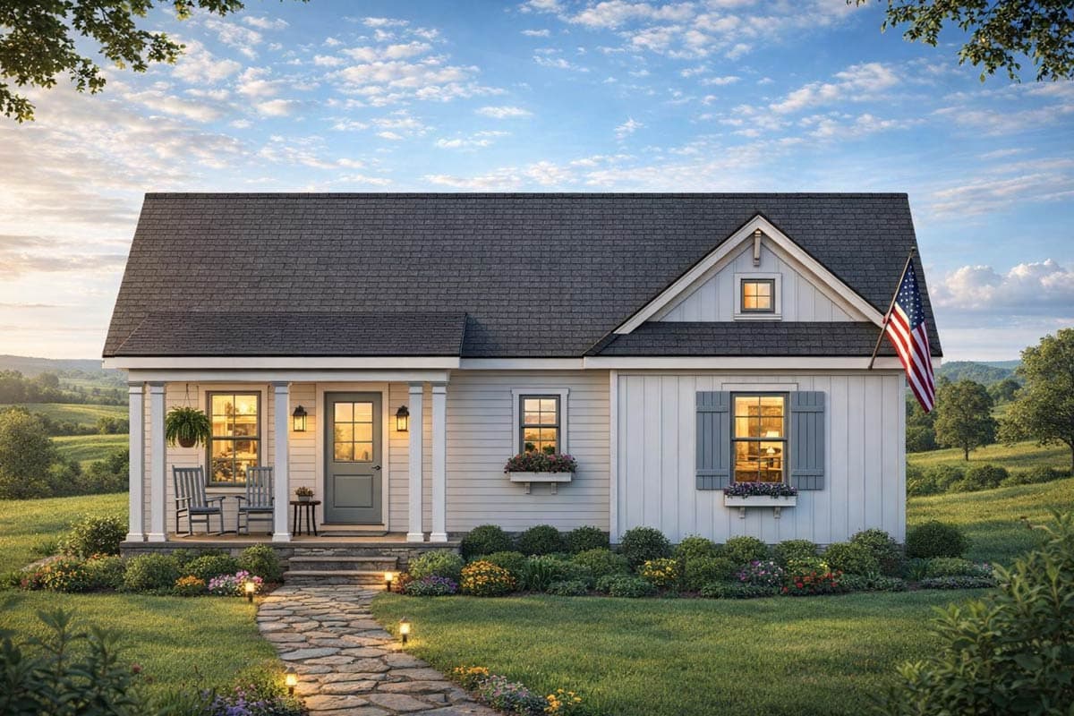 Plan image - 54050LK:Charming 2-Bedroom Farmhouse Plan with 779 Sq. Ft. and Welcoming Front Porch