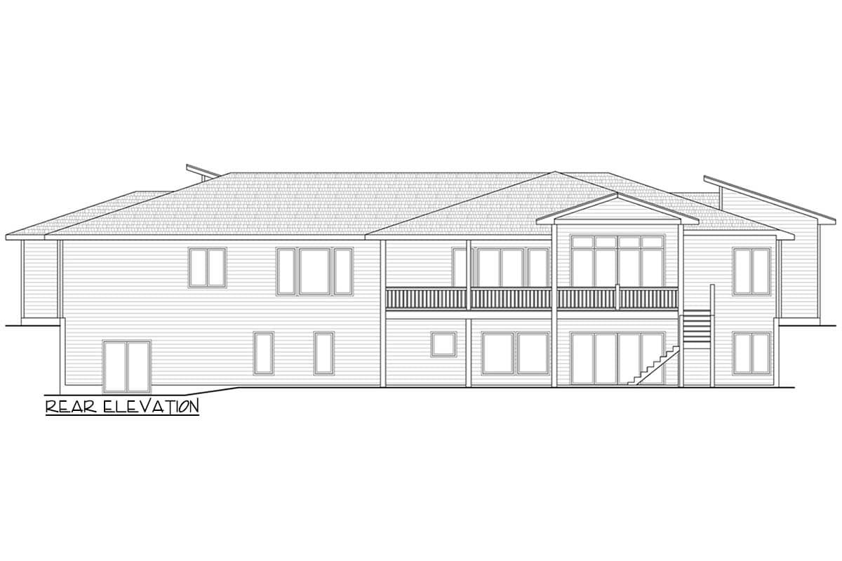 Plan 42745DB: Contemporary 6-Bedroom House Plan with Walkout Lower Level and 4-Car Garage - Image #4 - Contemporary, Modern