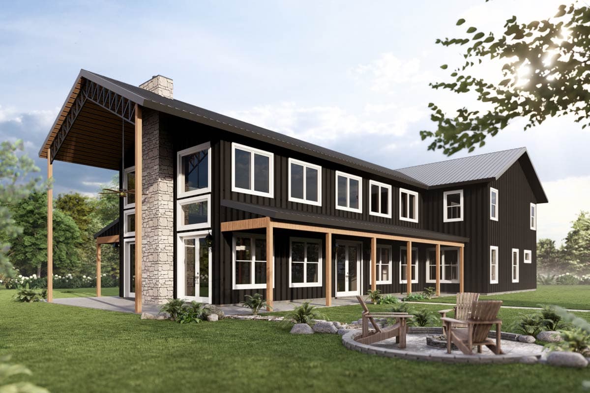 Plan image - 405133FDC:Modern Barndominium House Plan with 4 Bedrooms and Wrap Around Porch