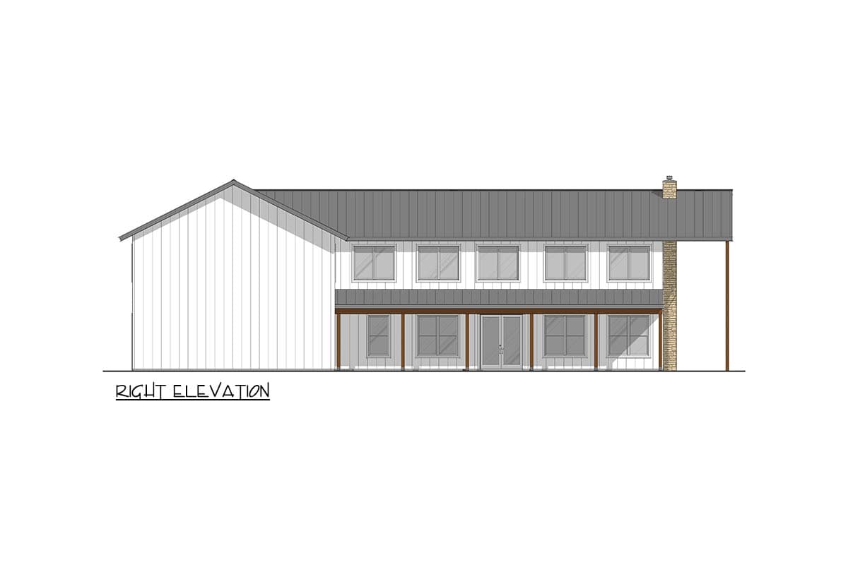 Plan 405133FDC: Modern Barndominium House Plan with 4 Bedrooms and Wrap Around Porch  - Image #5 - Barndominium, Modern Farmhouse
