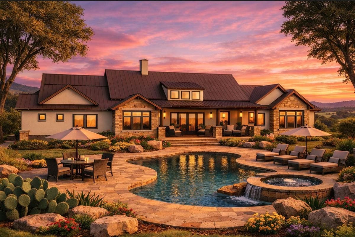 Plan 54049LK: Expansive Hill Country Farmhouse House Plan with 3 Bedrooms and Versatile Spaces - Image #4 - Farmhouse, Hill Country