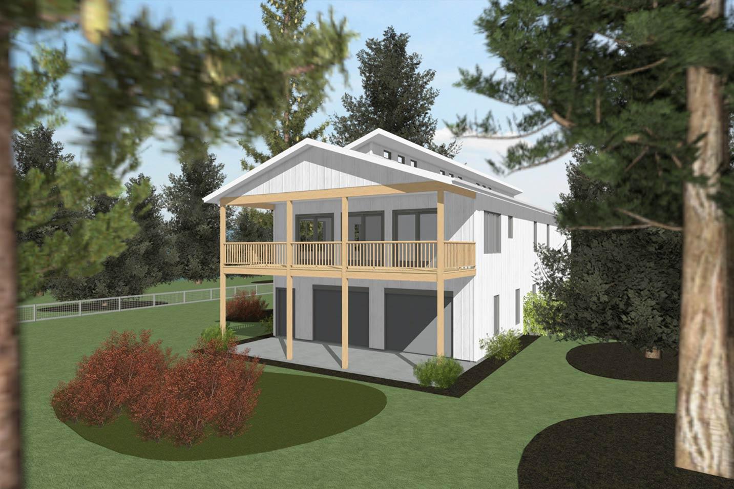 Plan 42743DB: Contemporary 3-4 Bedroom House Plan with Drive-Under Garage - Image #3 - Contemporary