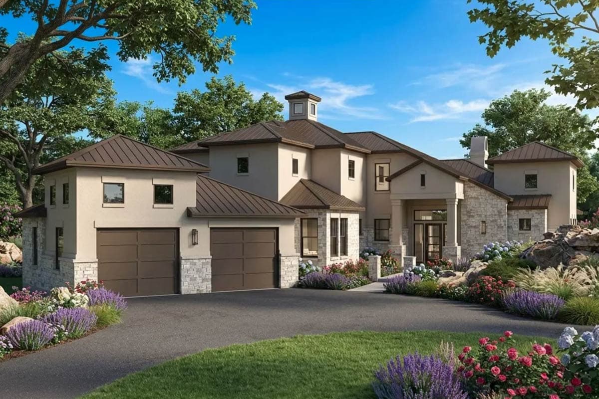 Plan image - 54016LK:Beautiful Tuscan House Plan with Wrap-Around Porch