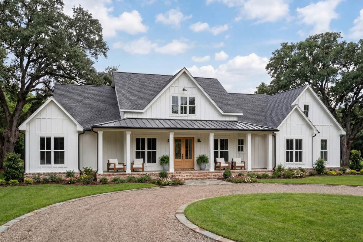 Plan image - 51987HZ:Spacious Modern Farmhouse House Plan with 4 Beds, Office, and Outdoor Living