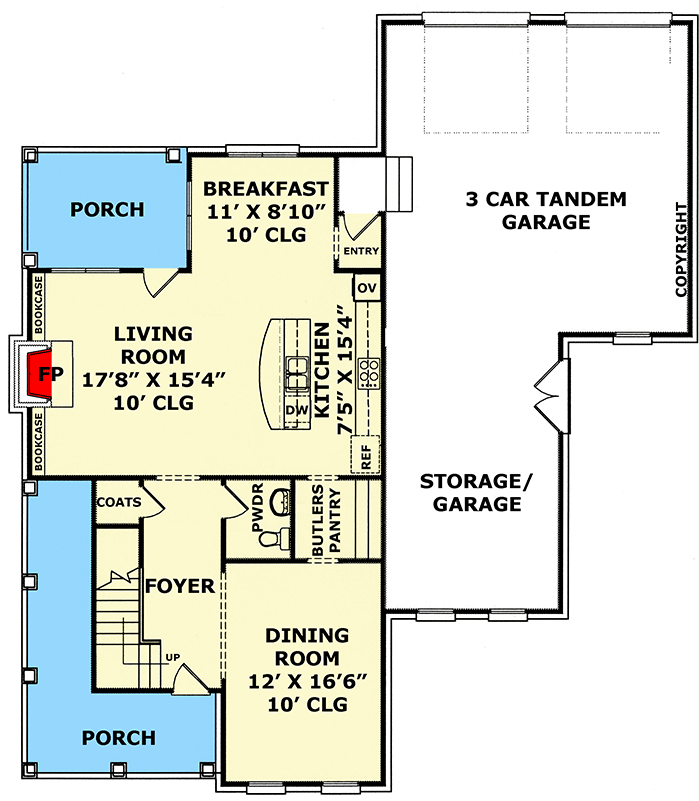 Plan 5487LK: Southern Traditional House Plan with 3-Car Garage and Wrap Around Porch - Floor Plan - Main Level - Southern, Traditional