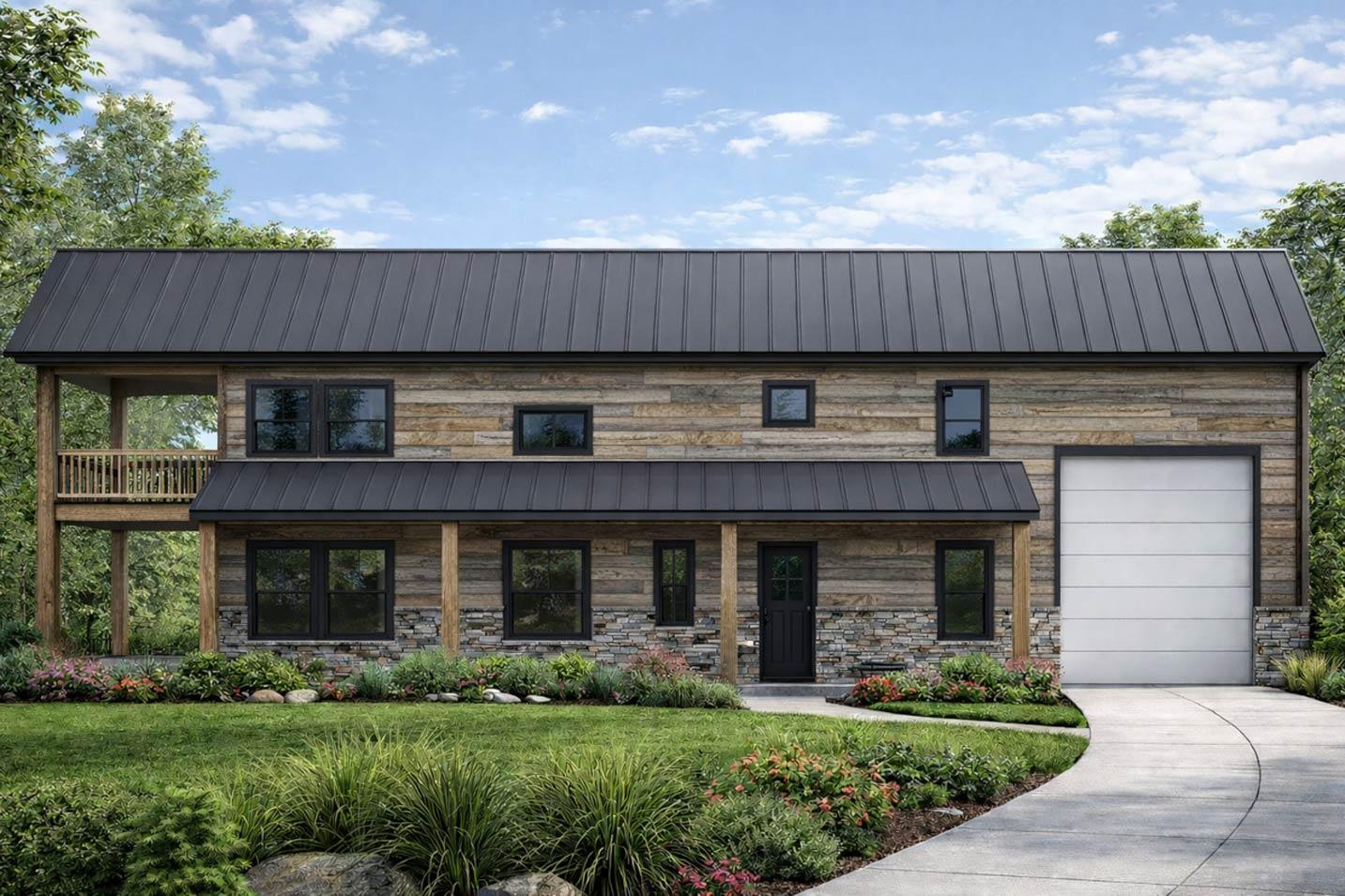 7-Bedroom Barndominium House Plan with Villa and Game Room