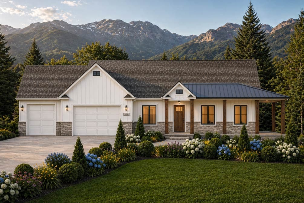 Plan image - 849076PGE:Modern Farmhouse Ranch Plan with 3-Car Garage and Office