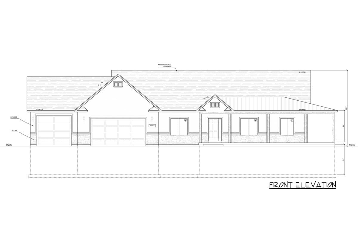 Plan 849076PGE: Modern Farmhouse Ranch Plan with 3-Car Garage and Office - Image #4 - Country, Farmhouse, Ranch, Traditional