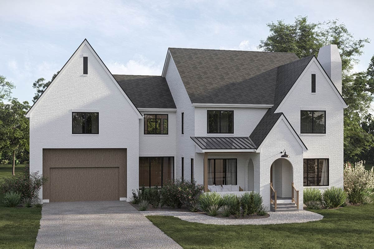 Plan 623634DJ: Modern European 5-Bedroom House Plan with Two-Story Great Room - Image #4 - European, Modern